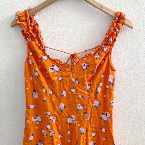 FREE PEOPLE Like A Lady Mini Dress in Orange Floral Print Size XS - Picture 5 of 10